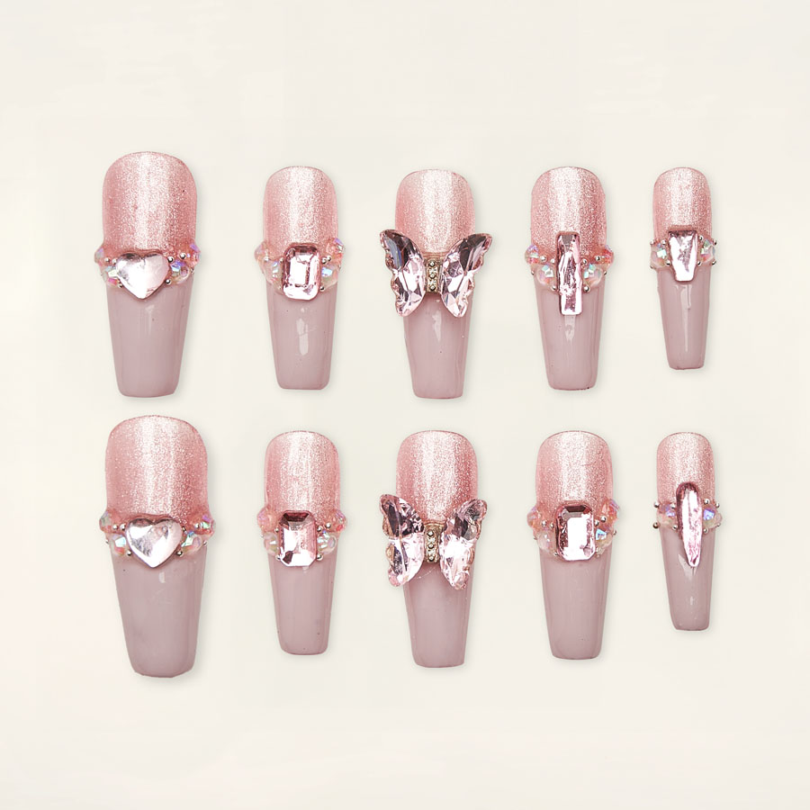 Press on nails luxury pink 1744