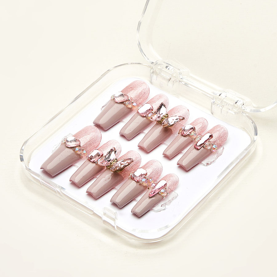 Press on nails luxury pink 1744