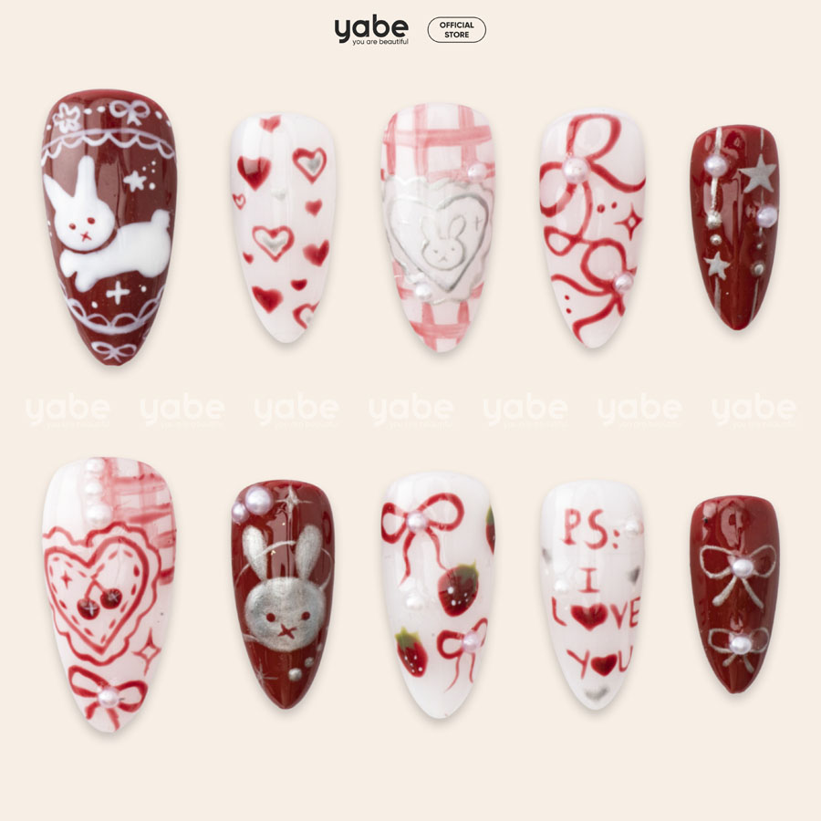 Press on nails trendy red 1751