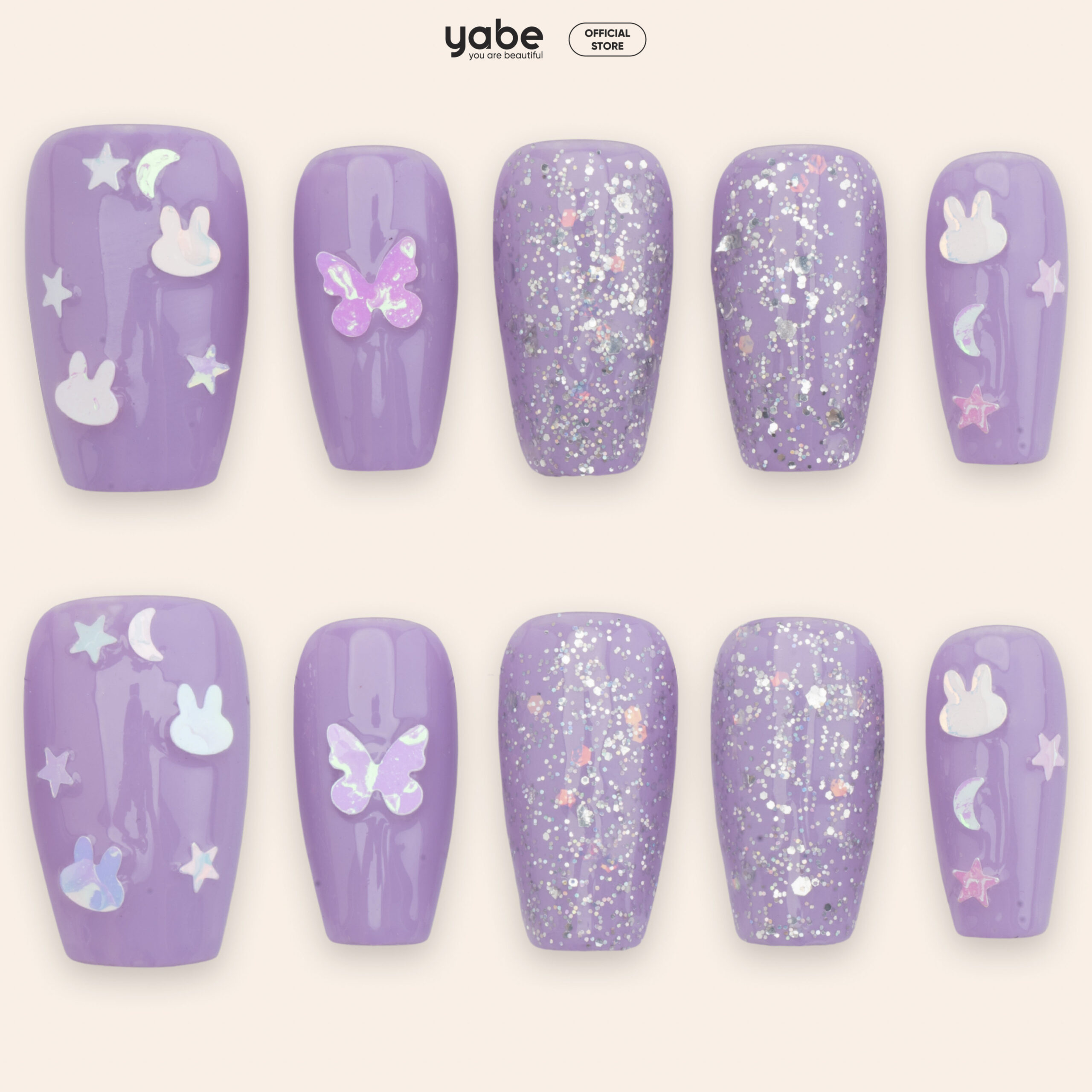Press on nails lovely purple 1760