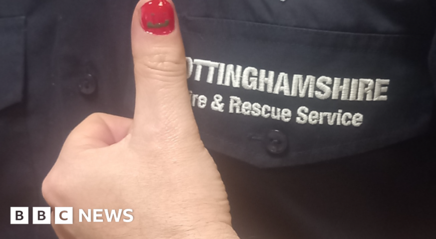 Nottinghamshire fire crew stands by nail painting