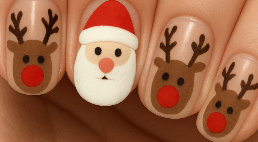 Adorable christmas press-on nails ideas